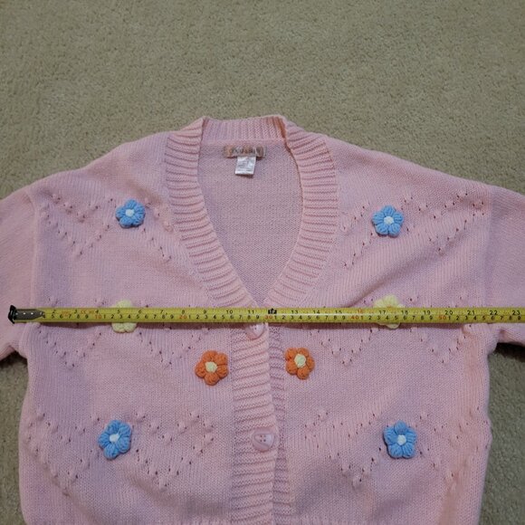 Coco & Shay Women’s Size Large Pink ButtoneUp Knit Cardigan Barbiecore Hippi 70s - Picture 6 of 8